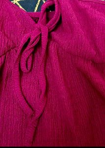 Maroon Ribbed Tie-Front Cami Top