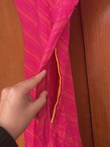 Pink Striped Kurta with Dupatta