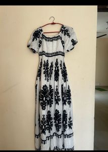 Boho Black &amp; White Floral Gown