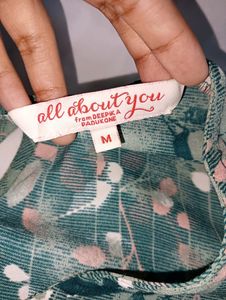 Vintage Floral Green Top