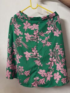 Green Floral Print Skirt