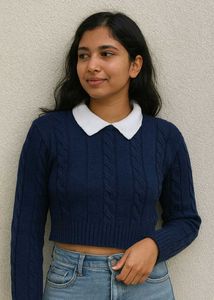 Navy Collared Knit Sweater