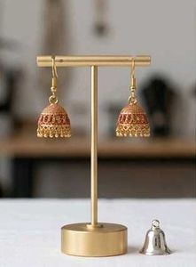 Stunning Gold & Red Ethnic Drop Earrings