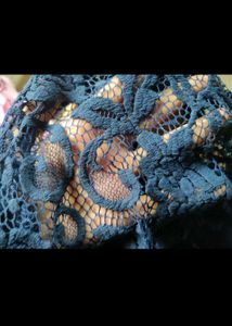 Blue Lace Strapless Dress