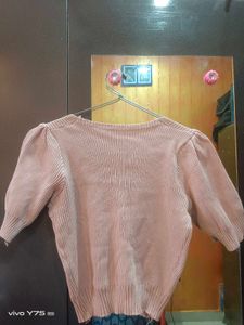 Ribbed Ruched V-Neck Top