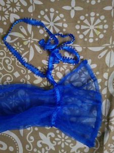 Sheer Blue Lantern Sleeve Top
