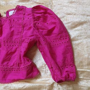 Vibrant Pink Broderie Anglaise Blouse