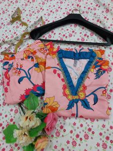 Pink Floral Kurta Set