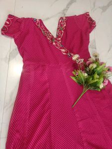 Elegant Pink one piece Embellished Neckline