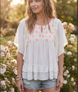 Boho Embroidered Tunic Top