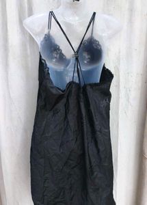 I. Satin Lace Trim Slip Dress