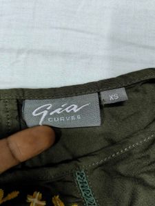 Embroidered Olive Green Top
