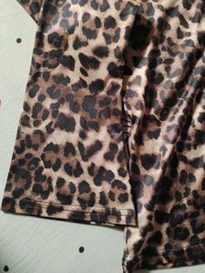Leopard Print Lace-Up Long Sleeve Top