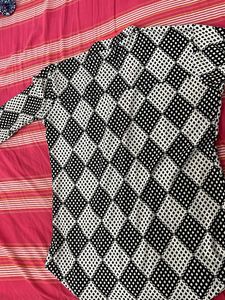 Printed Black &amp; White short Kurta