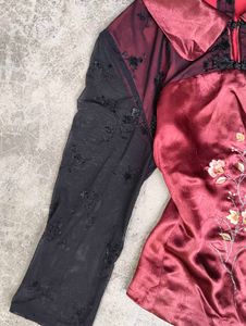 Elegant Embroidered Satin Blouse