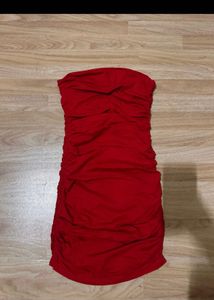 Stunning Ruched Strapless Red Dress