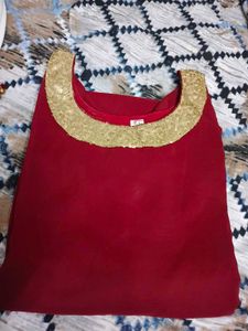 Elegant Maroon Kurta Set with Dupatta &amp; Potli Bag