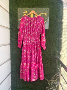 Flared  Dress With Foil Print