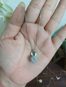 Anti tarnish Cute Silver Bunny Pendant Necklace