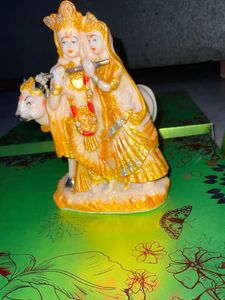 BRIJ HAATPolyresin Radha Krishna with Cow Playing