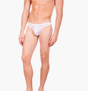 sexy Men's White silk Lace Thong Briefs