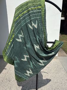Green Ethnic Saree hand block printed