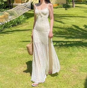Elegant Cream Lace Maxi Dress