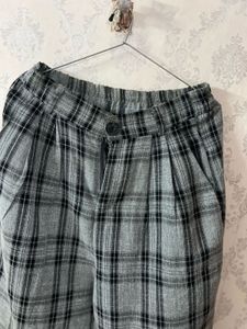 Gray Plaid Wide Leg Pants