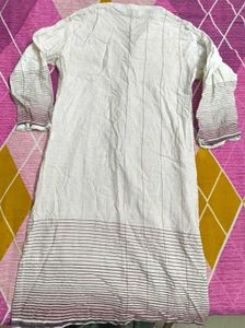 BIBA maroon Striped khadi Cotton Kurta