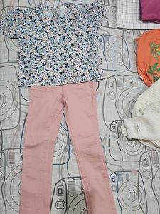 Floral Top & Pink Pants Set