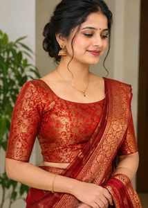 Stitched brocade Red blouse