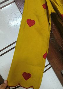 Heart Patterned Yellow Farshi Salwar Set