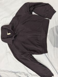 Cozy Dark Brown Collared Sweatshirt
