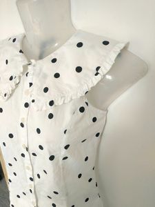 Influence Peter Pan Collar Cami In White Polka Dot