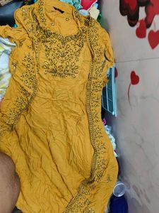 Long kurti with shrug full embroidery work