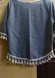 Chic "Angels" Graphic Tunic Top with Tassel Trim