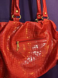 Red Party Handbag For Women With Chain Detailings