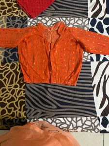 Orange blouse with Geometric Print