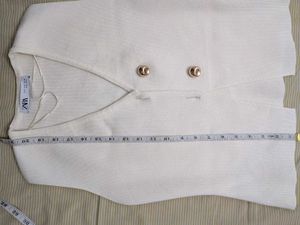 Cream V-Neck Button Vest Top