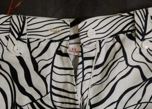 Monochrome Abstract Print Trousers