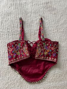 Navratri Embroidered Maroon Ethnic Blouse