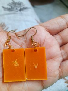 Handmade Orange Resin Earrings