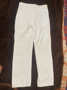 Cream Wide Leg Jeans