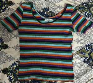 Colorful Striped Cropped top