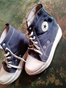 Blue Canvas High Top Sneakers
