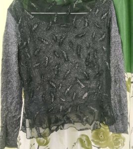 Elegant Embellished Sheer Top