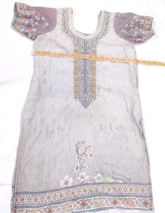 Light Grey Embroidered Kurta