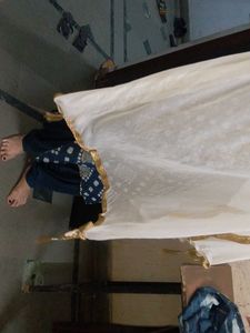 White Dupatta with Gold Border