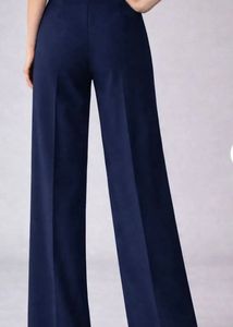 Navy Wide-Leg Trousers