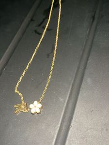 Delicate "R" &amp; Flower Pendant Necklace